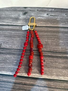 NWT Free People Prismatic Beaded Bag Charm in Red